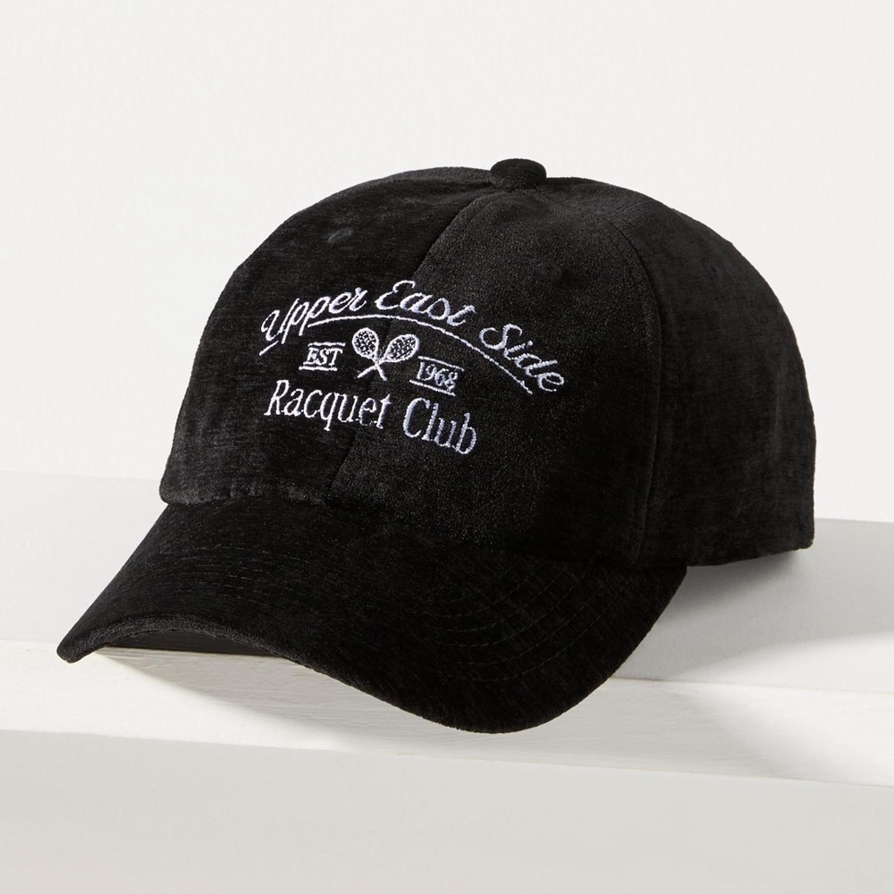 Anthropologie NWT Corduroy Sports Club Black Adjustable Baseball Cap Hat